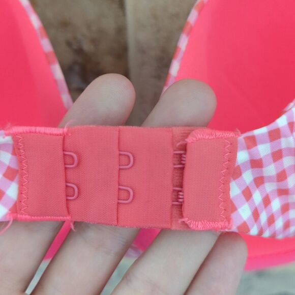 34DD Demi Pink and White Victoria's Secret Bra Colorful Bright Underwire - Picture 5 of 8